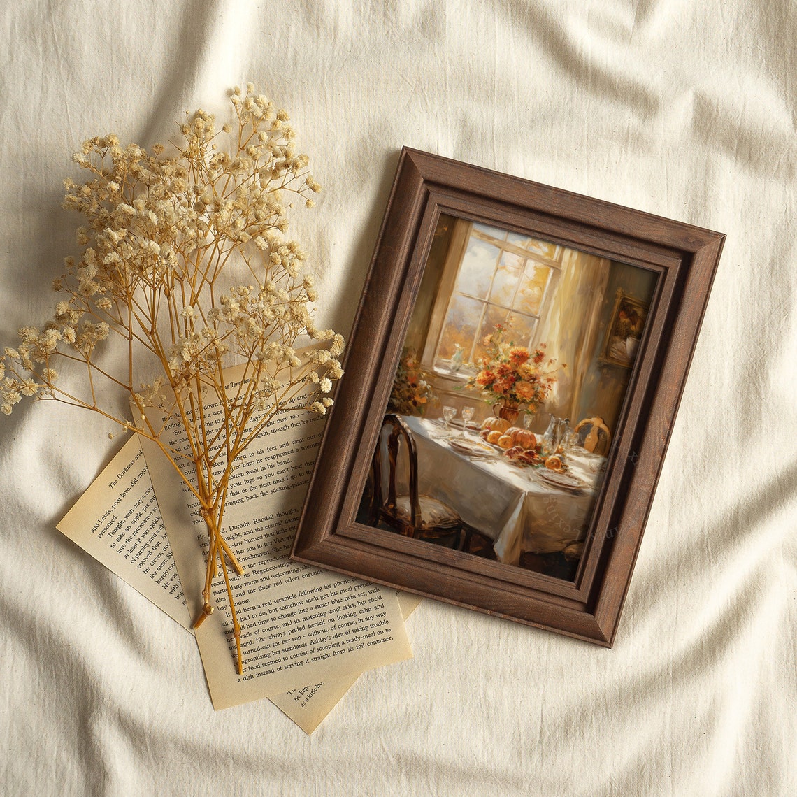 Thanksgiving Table Set for Dinner Fall Interior Painting Poster - Image 2