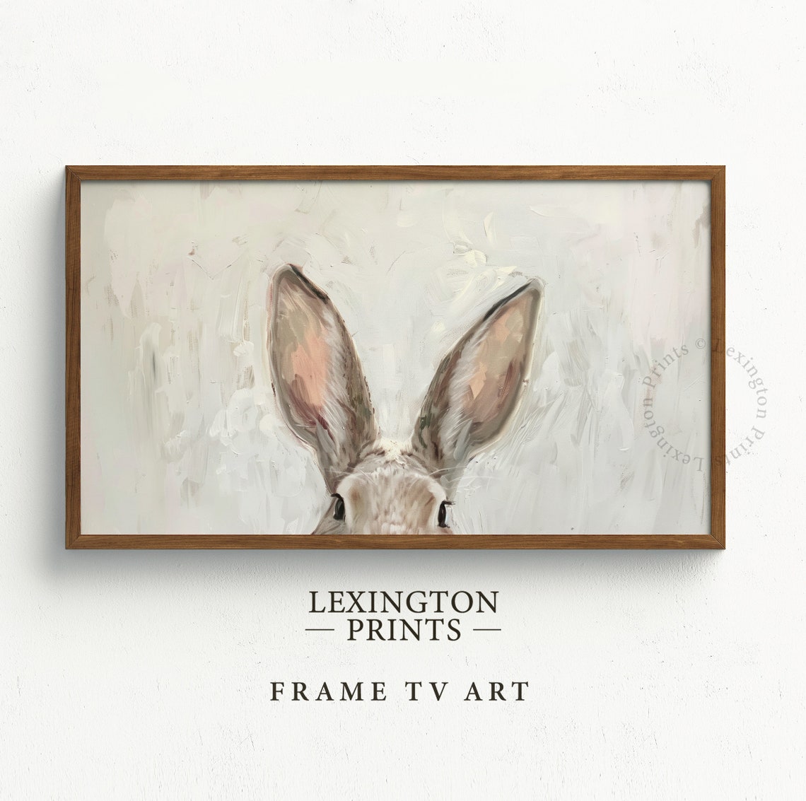 Peeking Bunny Ears Minimalist Easter Rabbit Spring Painting Poster - Image 4