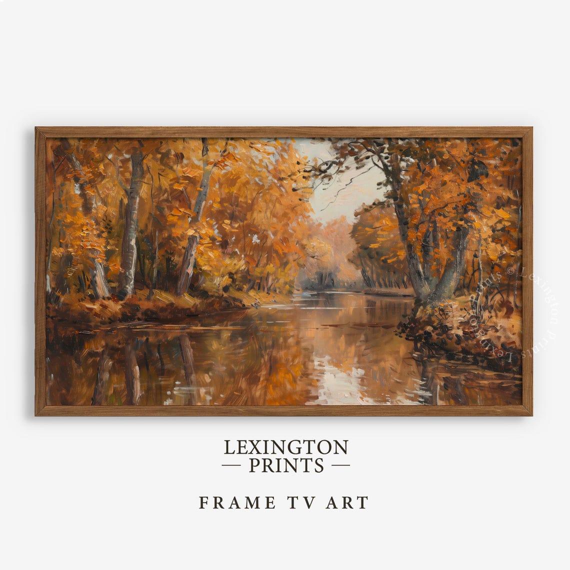 Golden Fall River Landscape with Autumn Trees Frame TV Art Print - Image 5