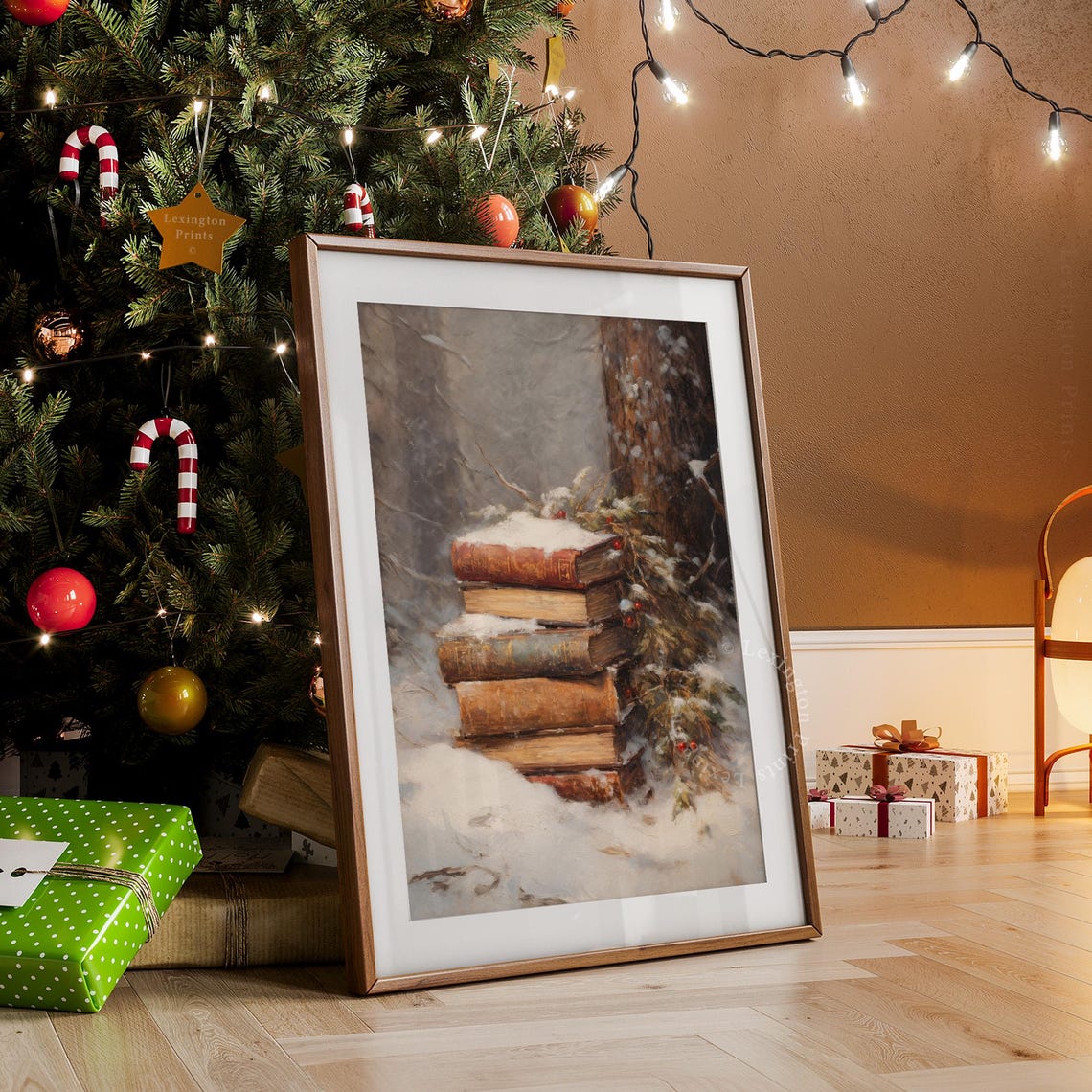 Snowy Christmas Wall Art Book Art Winter Vintage Christmas Print Winter Print Oil Painting Dark Academia Decor Holiday 354 - Image 3