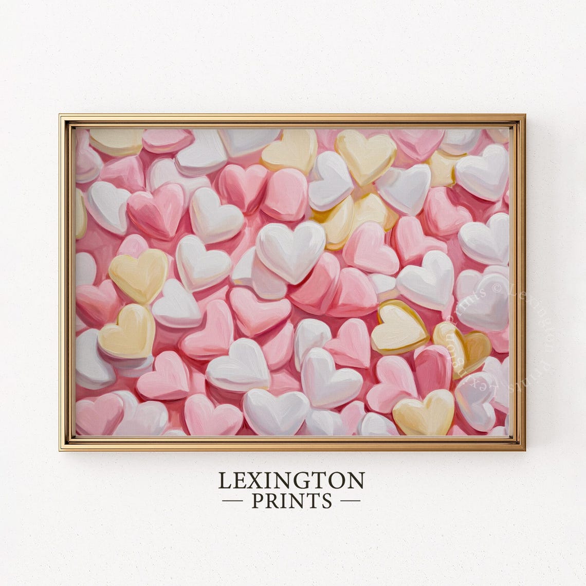 Pastel Candy Hearts Valentines Day Love Pattern Nursery Wall Art - Image 5