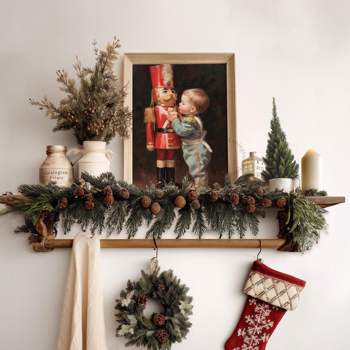 Toddler Hugging Nutcracker Soldier Christmas Portrait Poster - Image 6