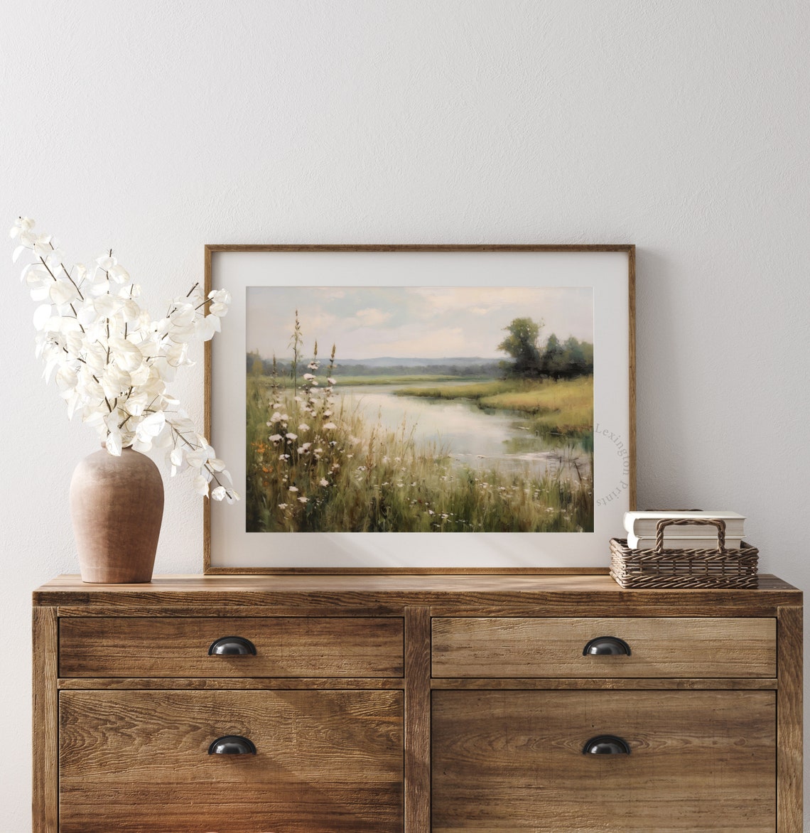 Peaceful River Landscape With Wildflowers Soft Impressionist Art Print - Image 7