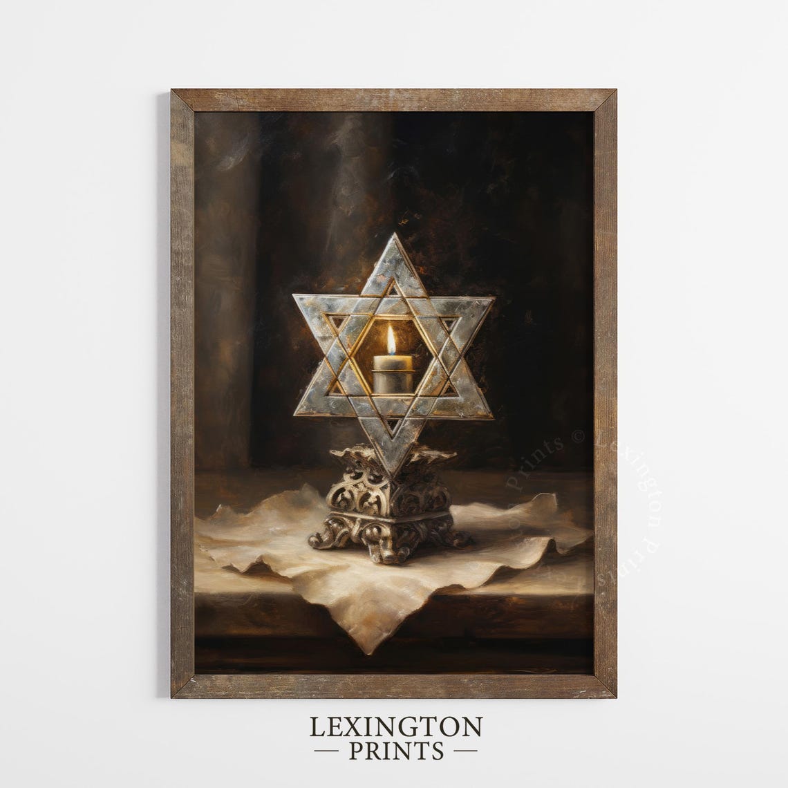 Vintage Jewish Wall Art Star Of David Art Oil Painting Art Jewish Print Star Of David Religious Art Hanukkah Decor Judaica Art 375 - Image 2