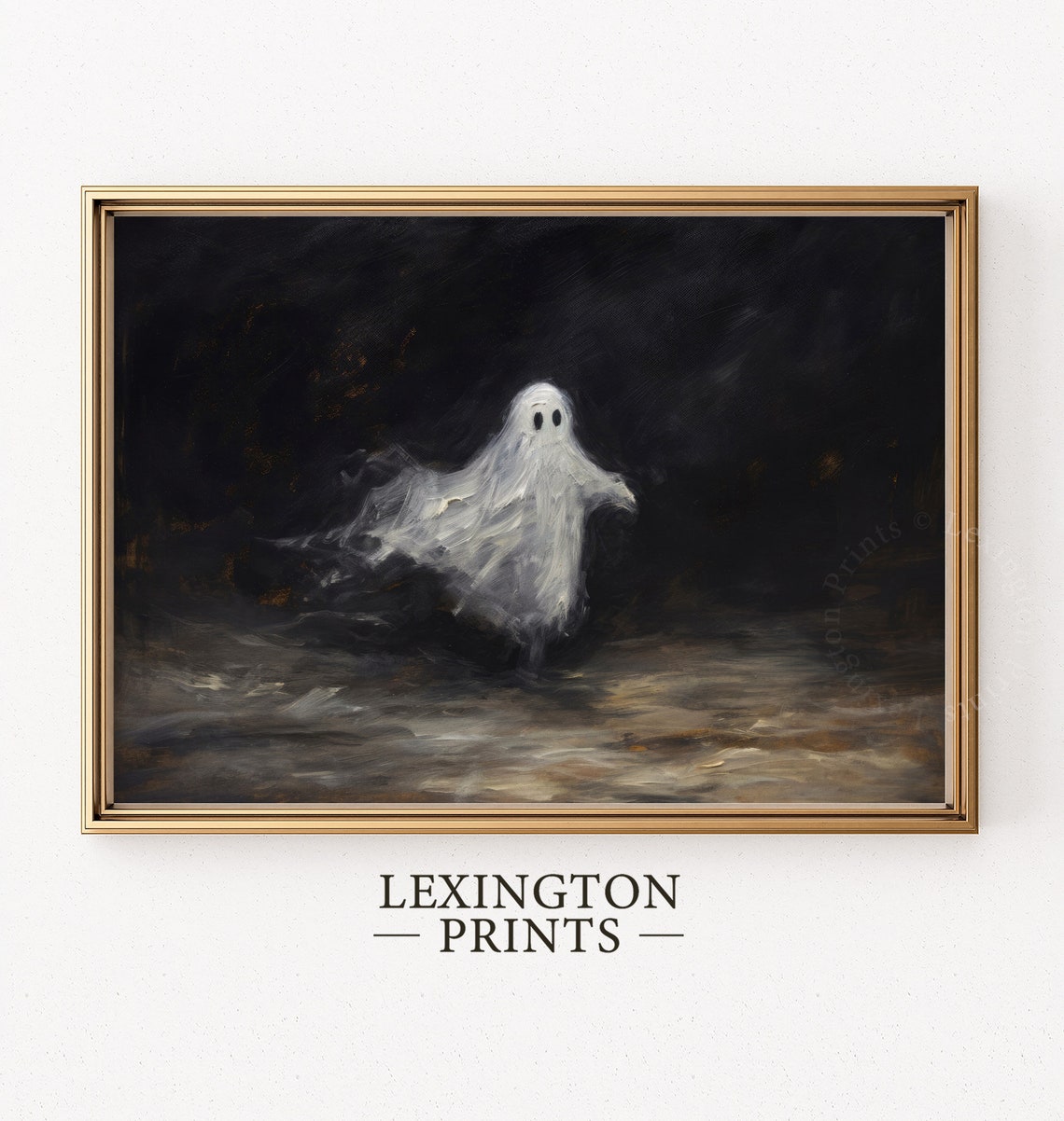 Cute Dancing Ghost on Dark Background Spooky Halloween Ghost Poster - Image 3