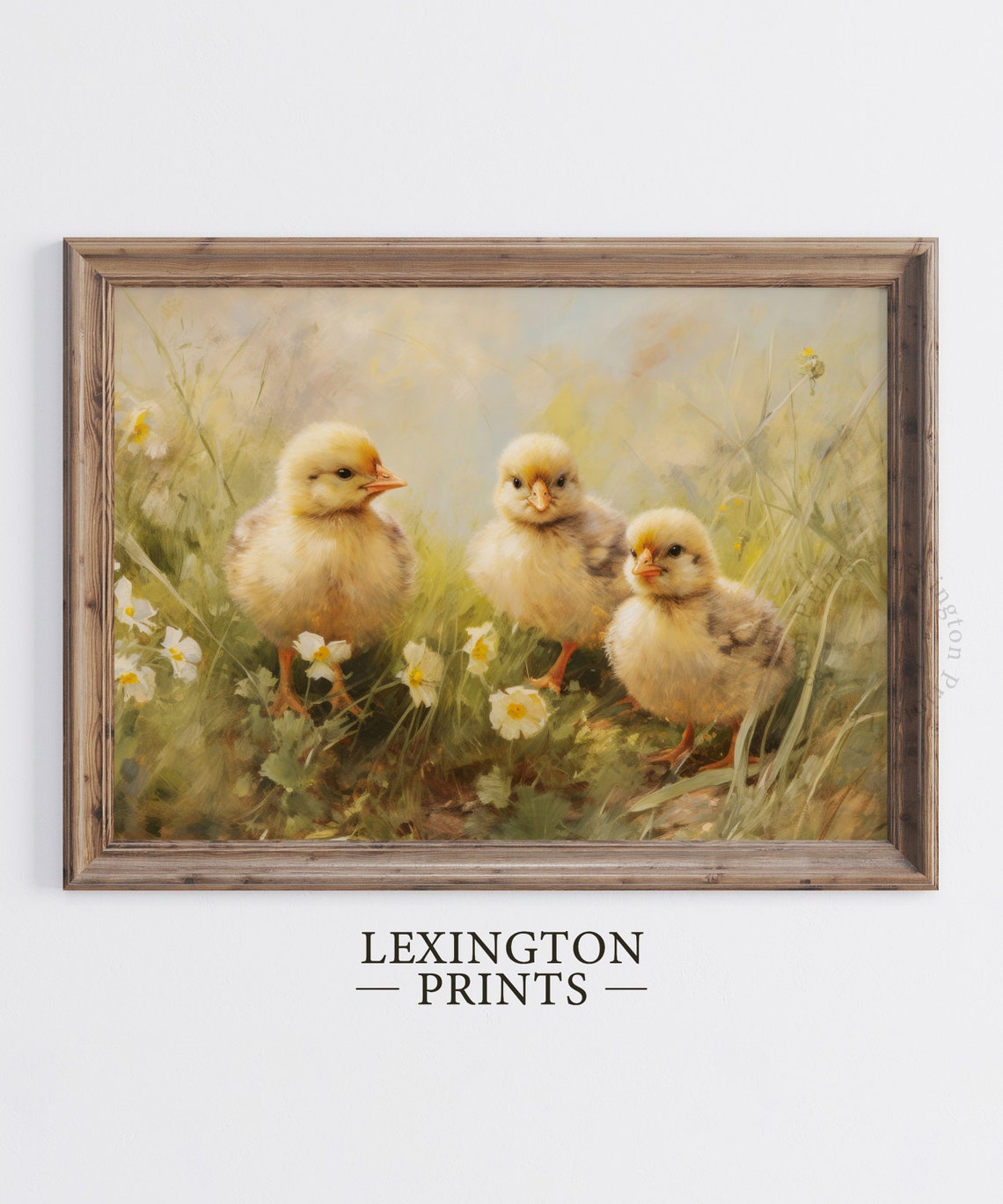Three Baby Chicks in a Spring Meadow Vintage Painting Poster - Image 6