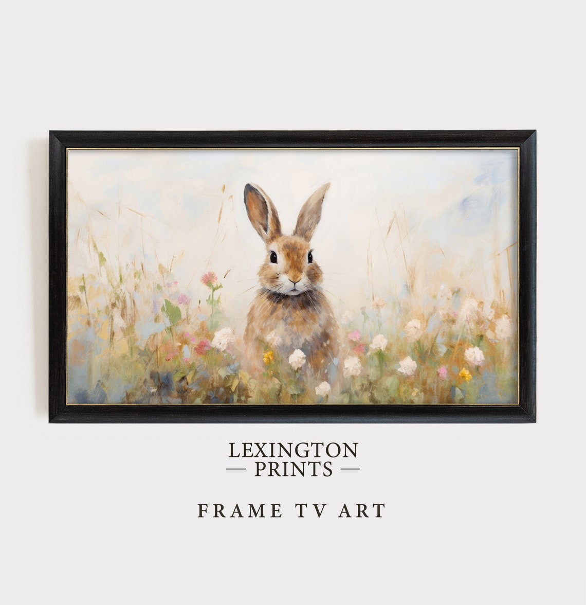 Bunny Rabbit in Pastel Flower Meadow Soft Spring Kids Decor Poster - Image 4