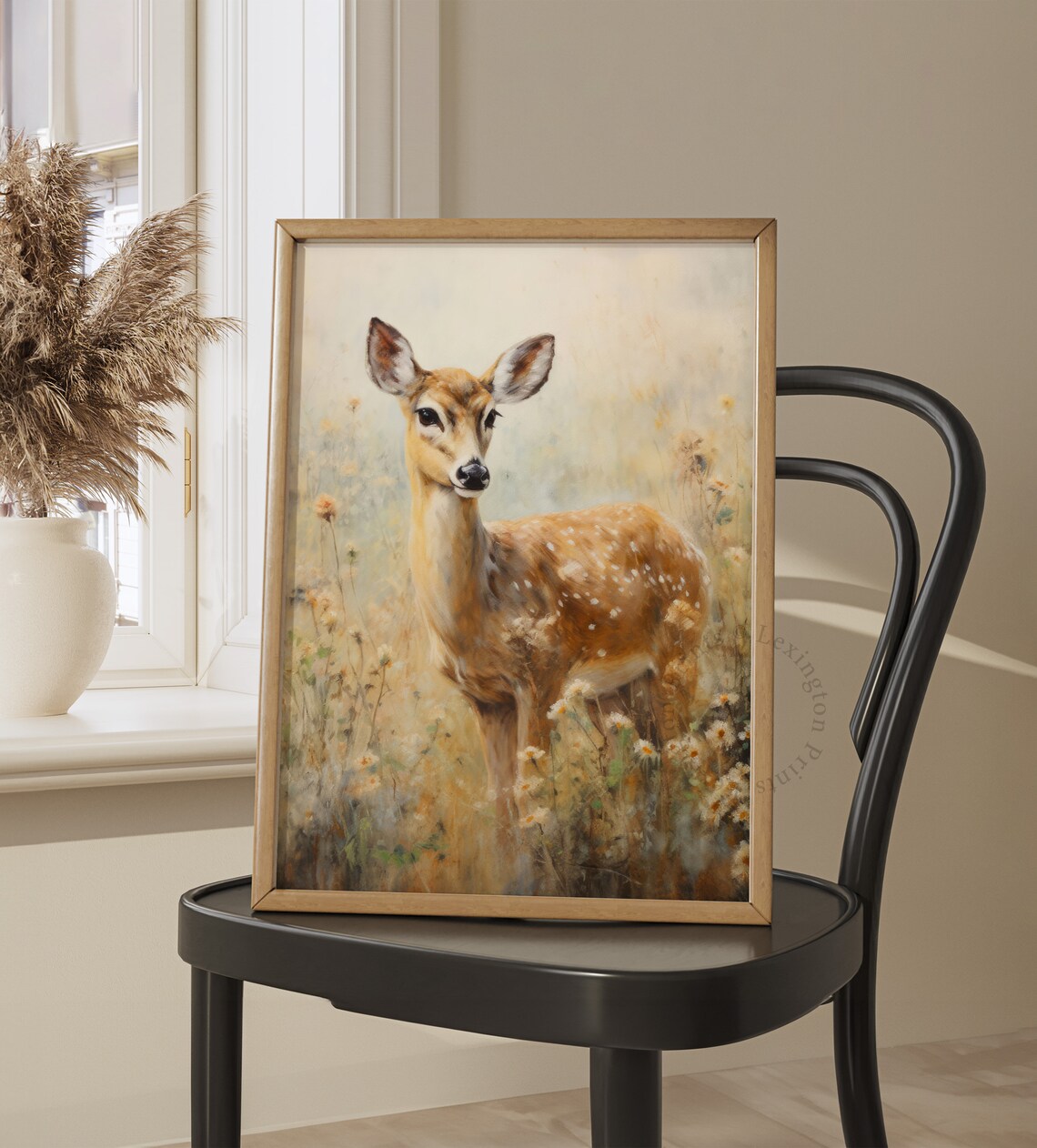 Spring Fawn Wildflower Field Vintage Deer Baby Painting Poster - Image 8
