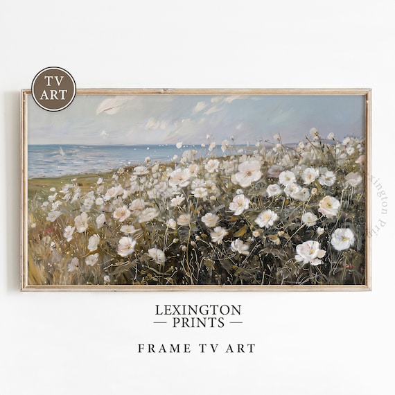 Coastal Wildflower Meadow Ocean Frame TV Art Landscape Poster