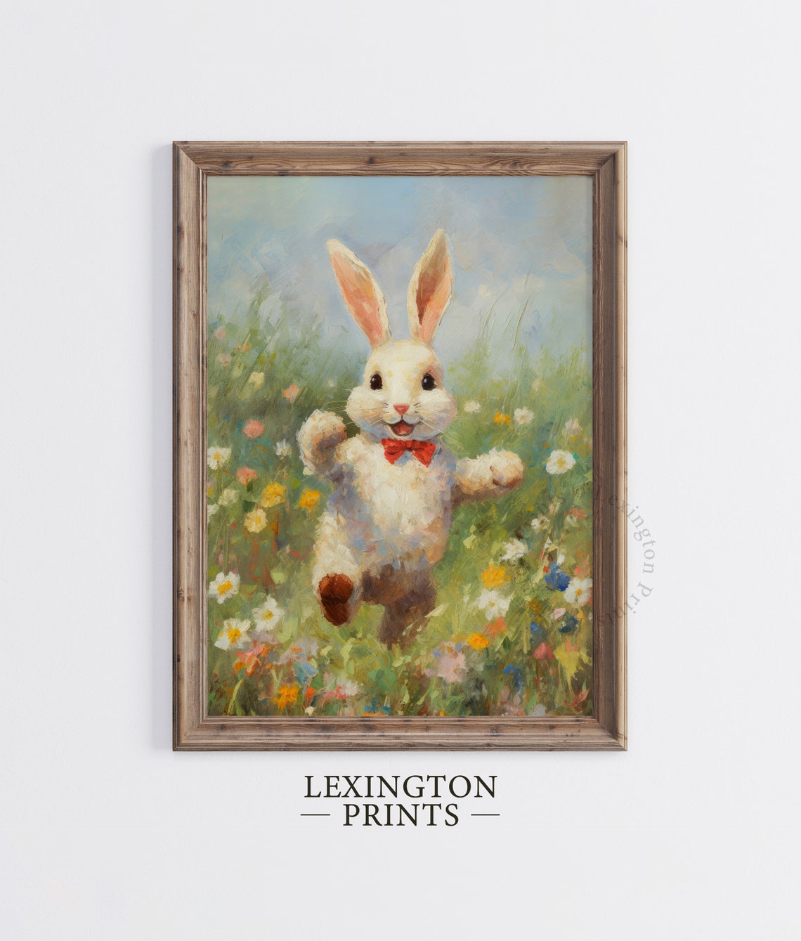 Cute Easter Bunny Easter Wall Art Wildflower Field Spring Print Easter Print Rabbit Painting Nursery Decor Bunny Wall Art 594 - Image 2