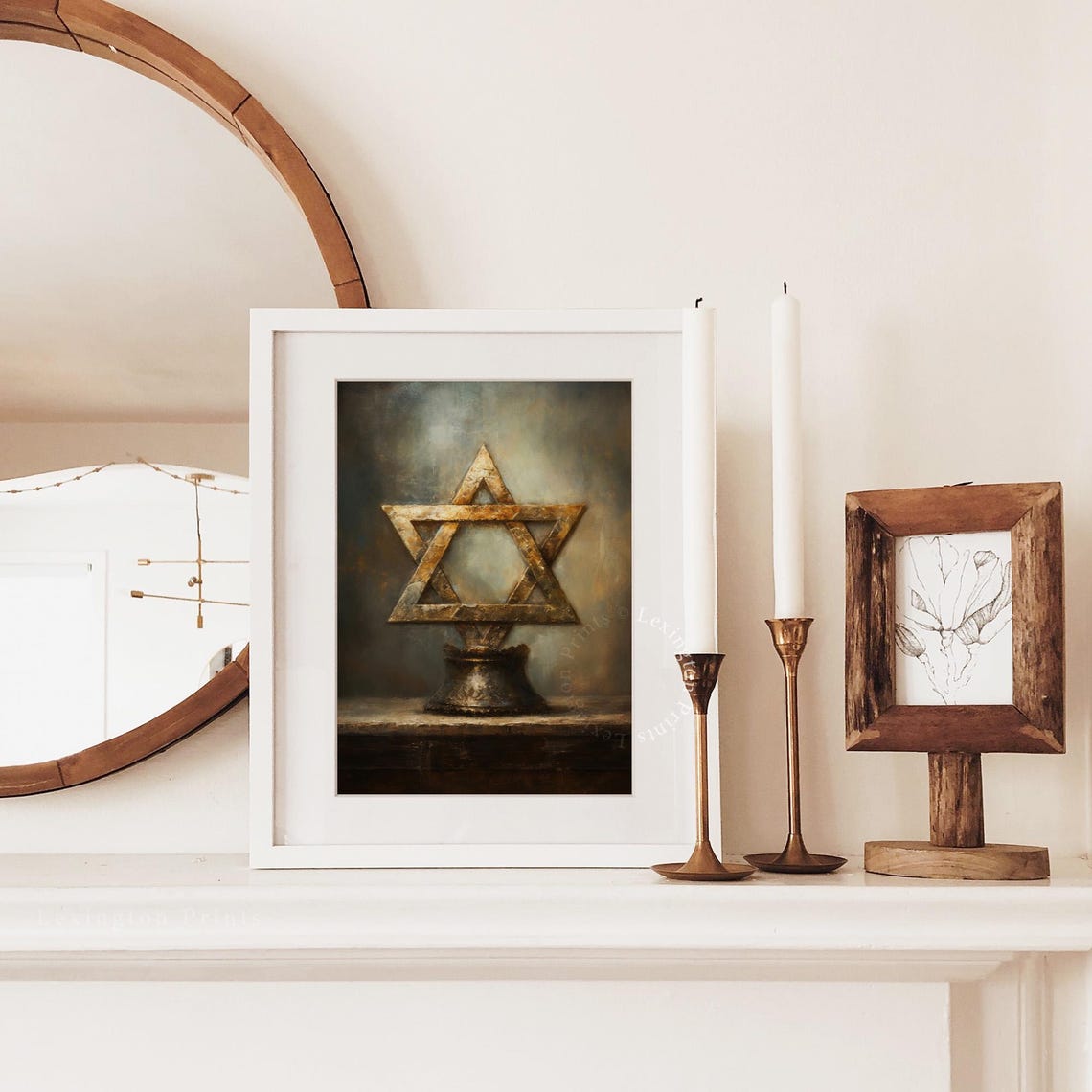 Vintage Jewish Wall Art Star Of David Art Oil Painting Art Jewish Print Star Of David Religious Art Hanukkah Decor Judaica Art 374 - Image 7