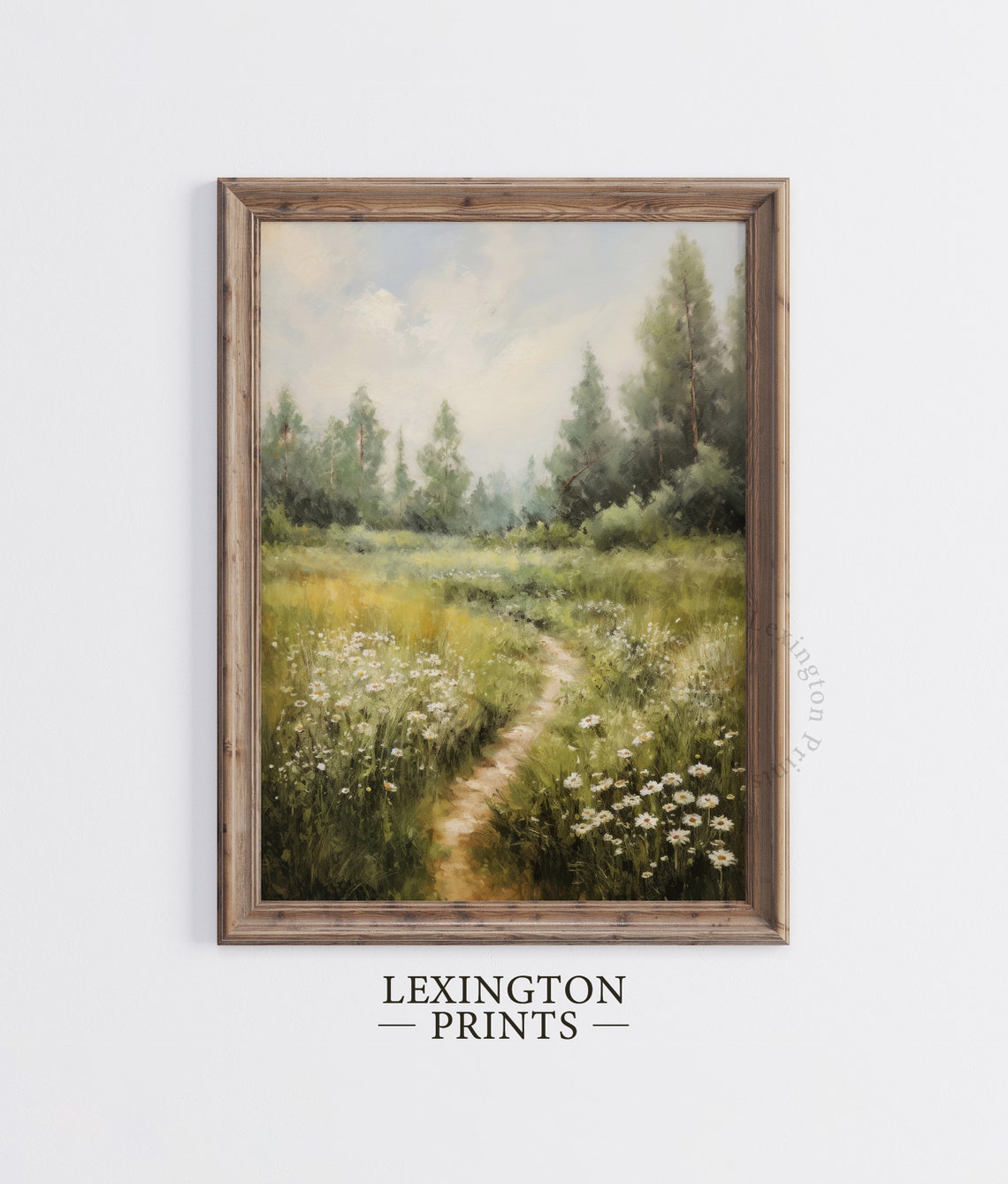 Wildflower Meadow Path Forest Vintage Landscape Painting Poster - Image 2