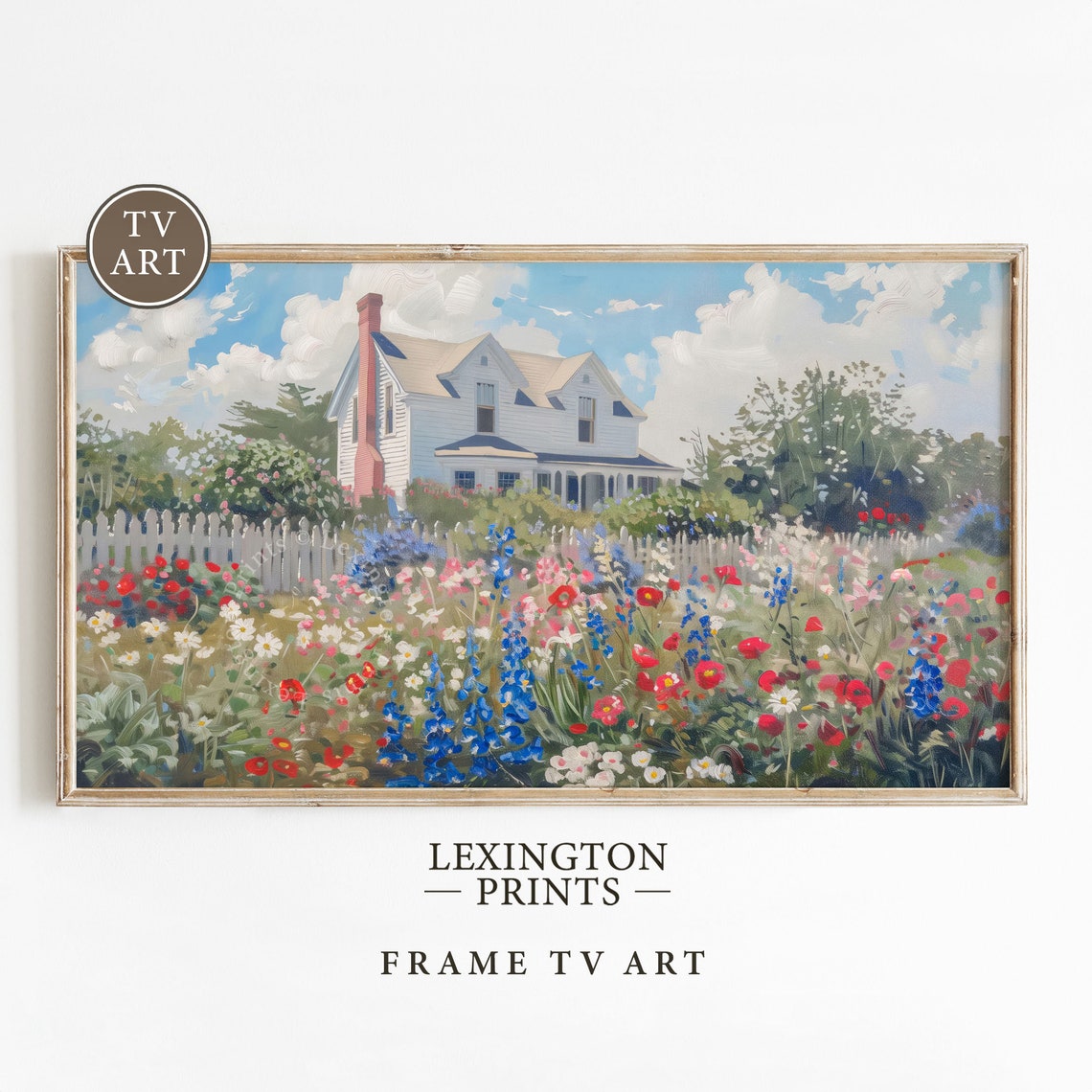 Coastal Cottage Frame Tv Art Summer Tv Art Coastal Tv Art 4th Of July Tv Art Wildflower Tv Art Maine Oil Painting Neutral Summer Decor 721