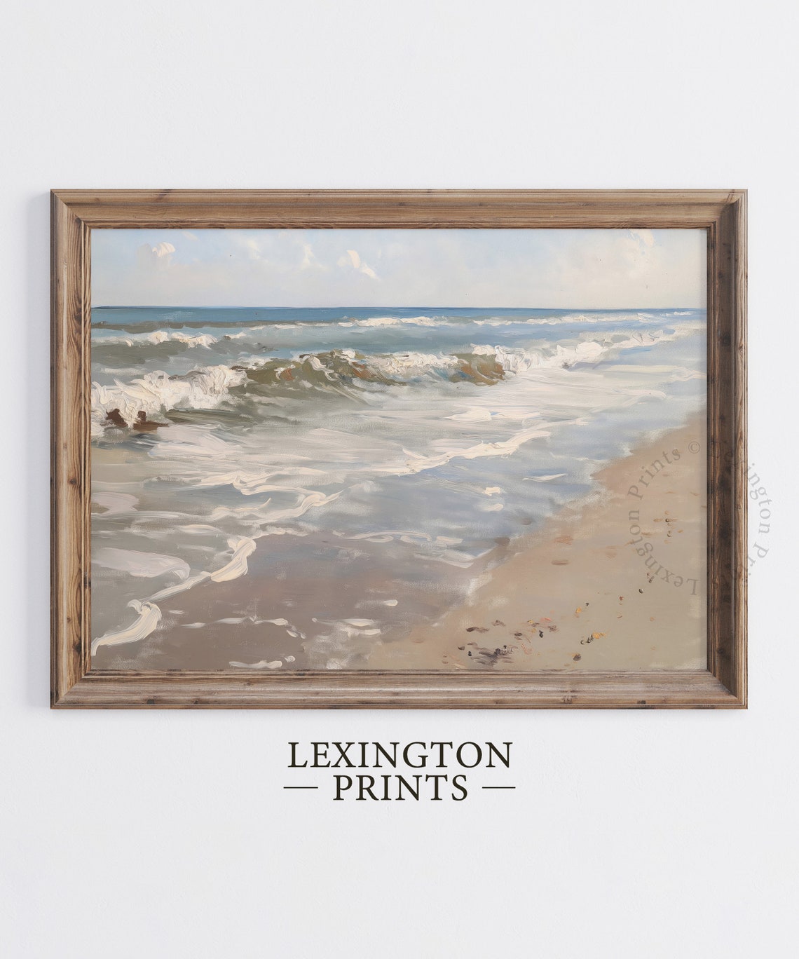 Soft Ocean Waves Washing Over Sandy Shore Beach Painting Poster - Image 5