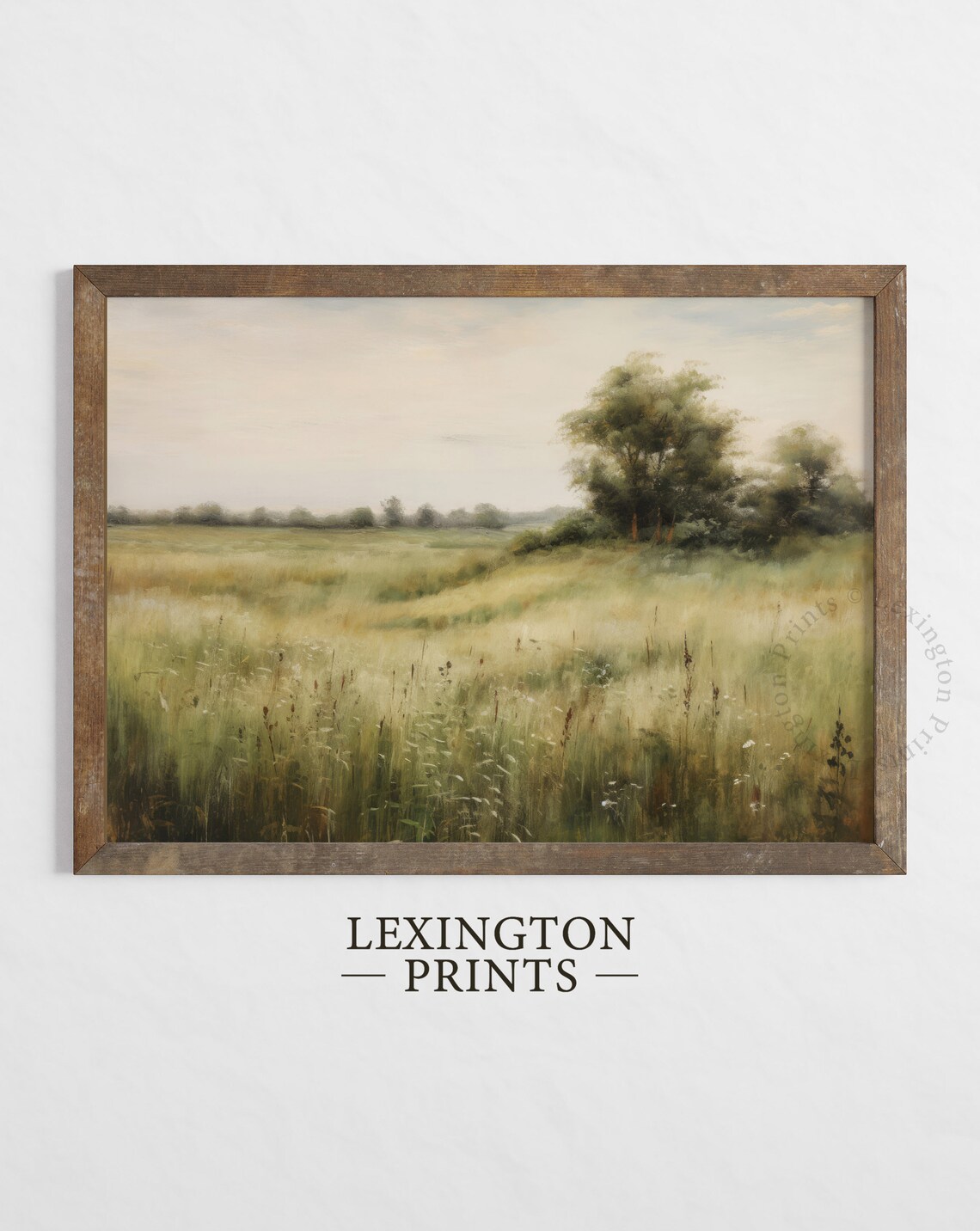 Moody Wildflower Field Vintage Landscape Art Print - Image 2
