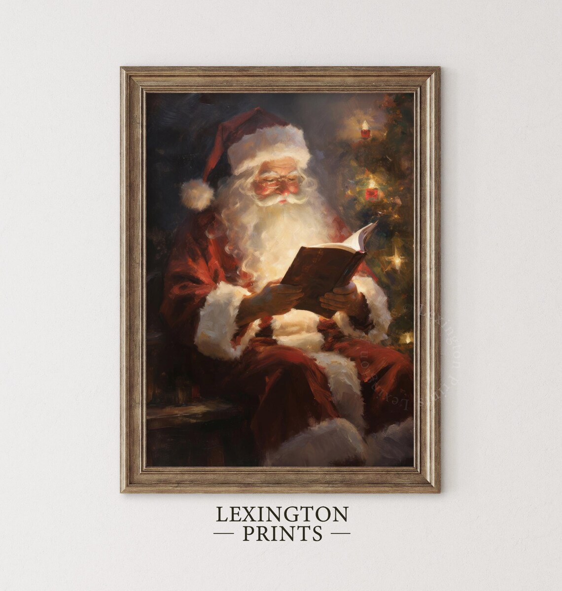 Vintage Christmas Wall Art Santa Reading Book Christmas Oil Painting Art Cottagecore Academia Art Christmas Decor Winter Print 373 - Image 5