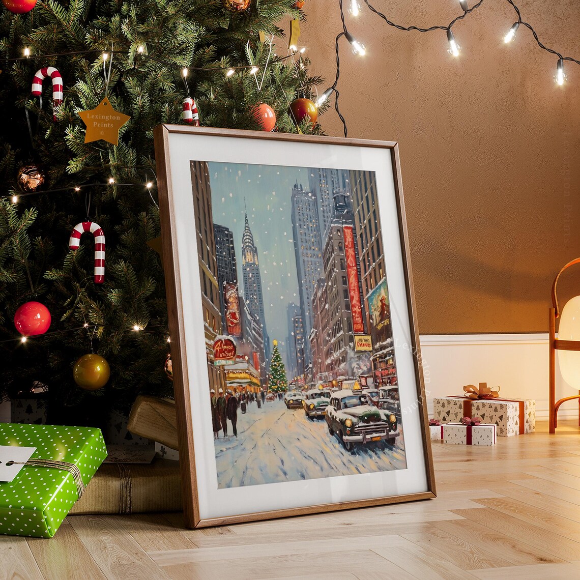 Winter In New York City Print Christmas Wall Art Christmas Prints Winter Wall Art Holiday Decor Vintage City Poster Retro 799 - Image 4