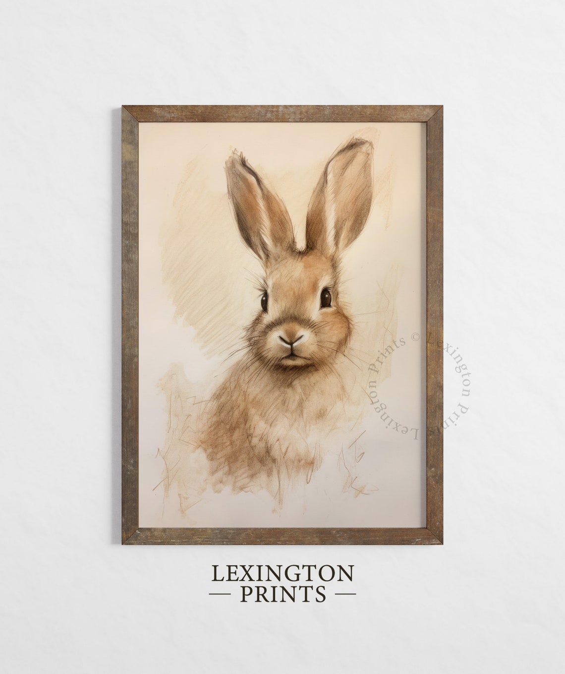 Vintage Bunny Rabbit Sepia Sketch Nursery Spring Rustic Animal Poster - Image 5