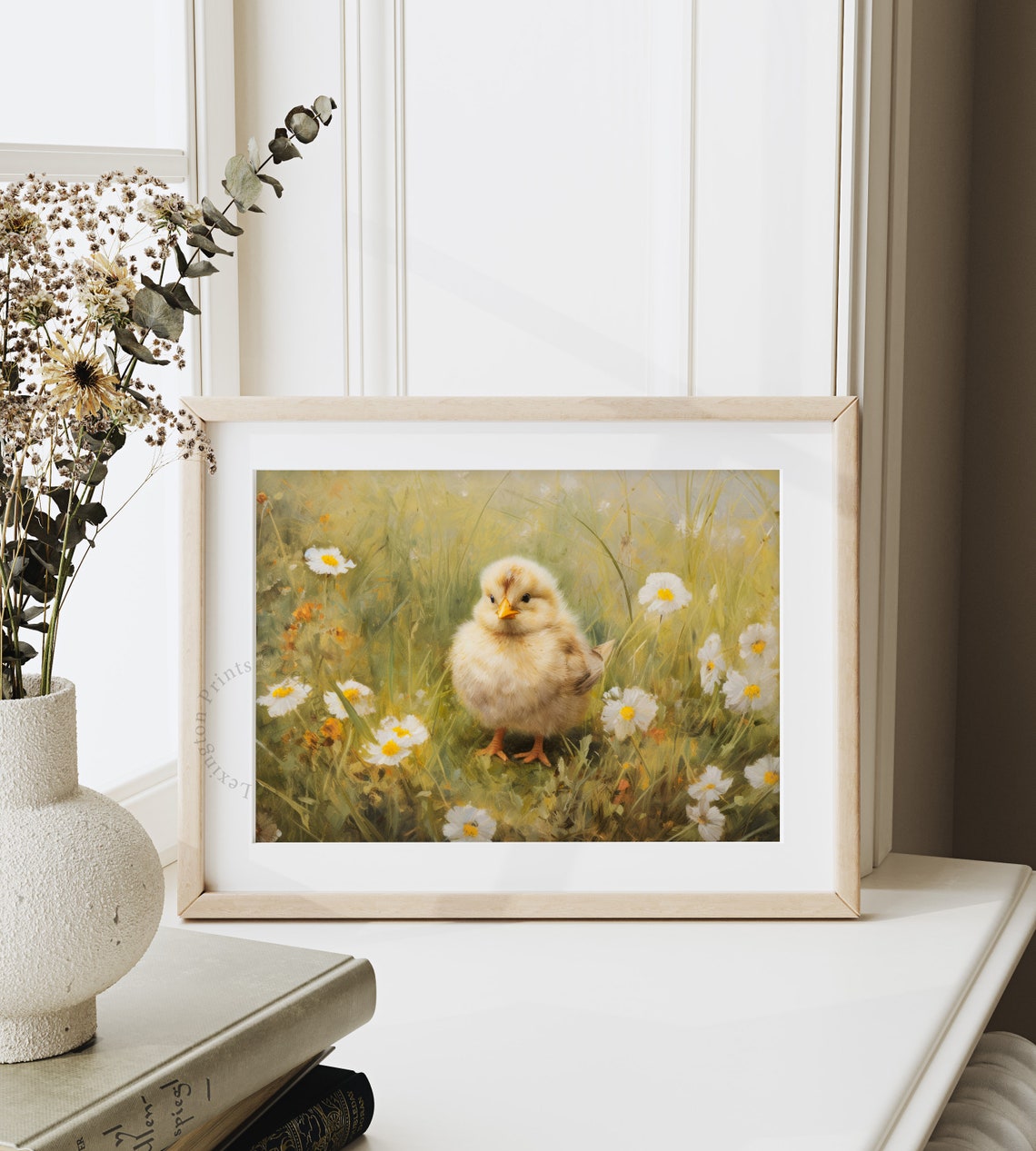 Baby Chick in Wildflower Meadow Vintage Spring Easter Art Poster - Image 7