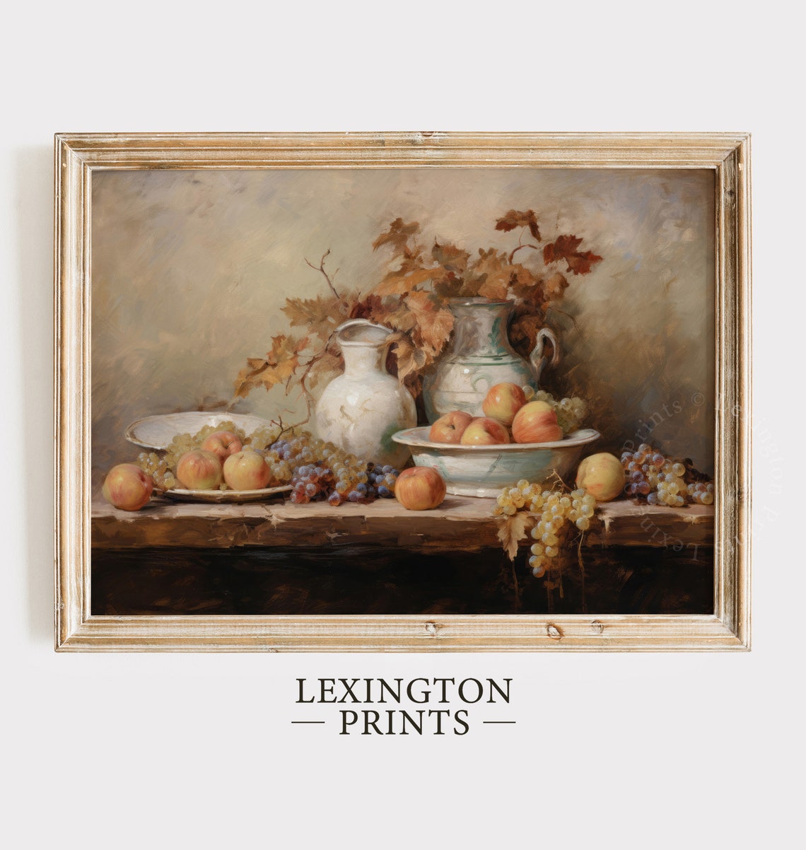 Classic Fruit Still Life Grapes and Peaches Ceramic Jugs Poster - Image 6