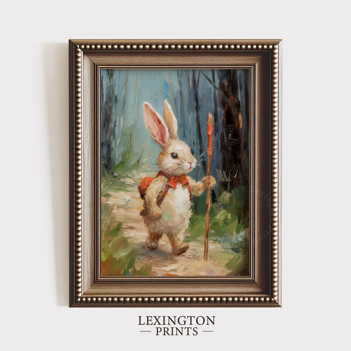 Hiking Bunny Easter Rabbit Forest Painting Cute Spring Art Poster - Image 5