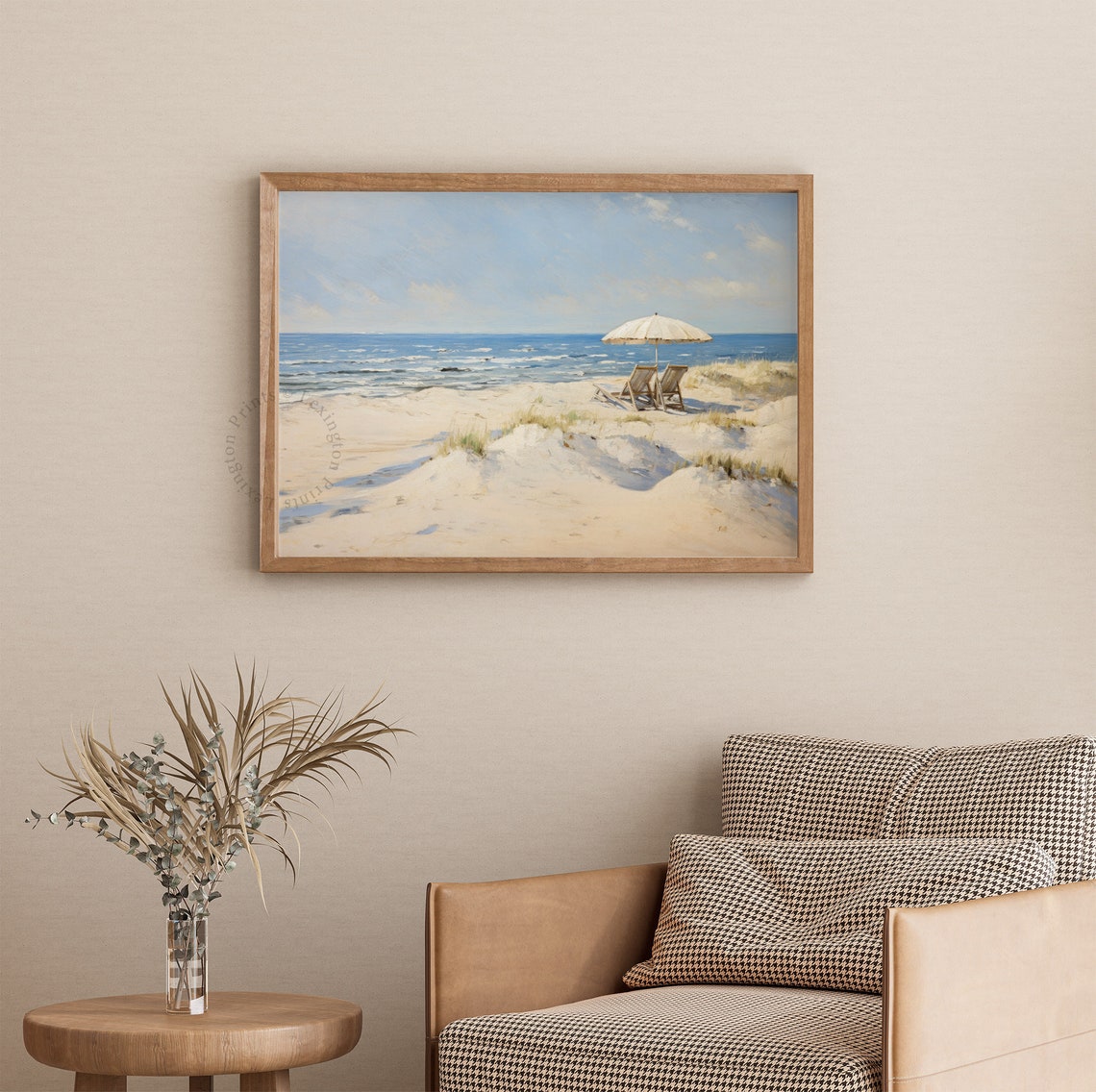 Beach Umbrella and Chairs on Sand Dunes Vintage Summer Ocean Poster - Image 4