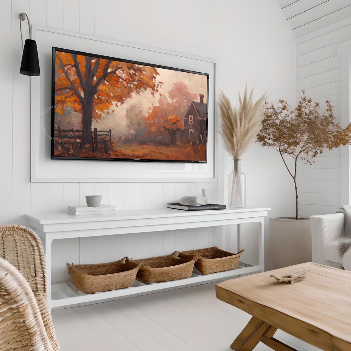 Dark Foggy Fall Tv Art Frame Tv Art Fall Tv Art Autumn Tv Art Vintage Landscape Painting Fall Home Decor Forest Tv Art 886 - Image 4