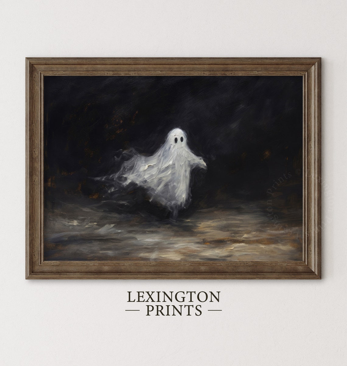 Cute Dancing Ghost on Dark Background Spooky Halloween Ghost Poster - Image 2
