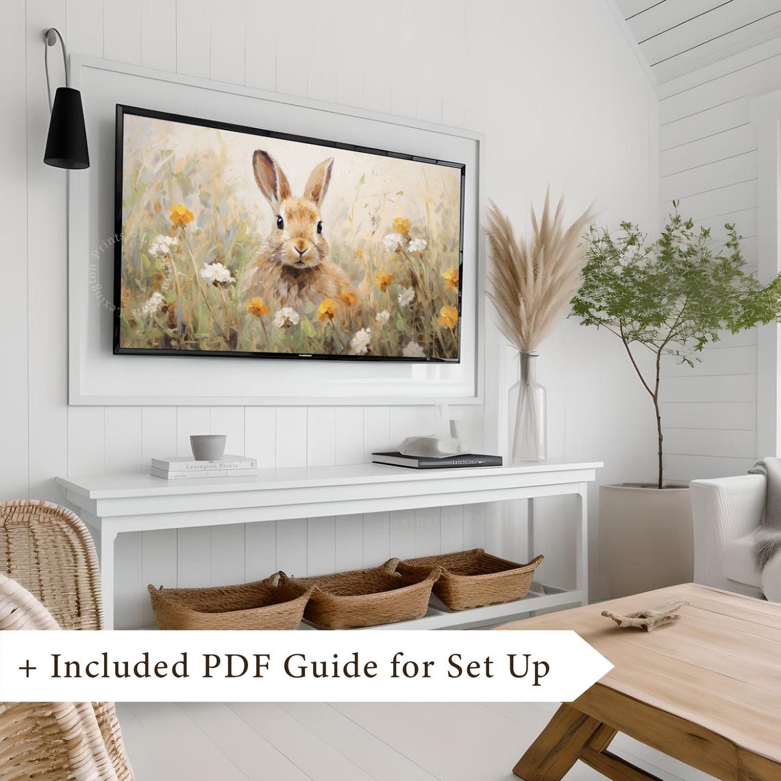 Bunny Rabbit in Spring Wildflower Field Cute Easter Decor Poster - Image 7