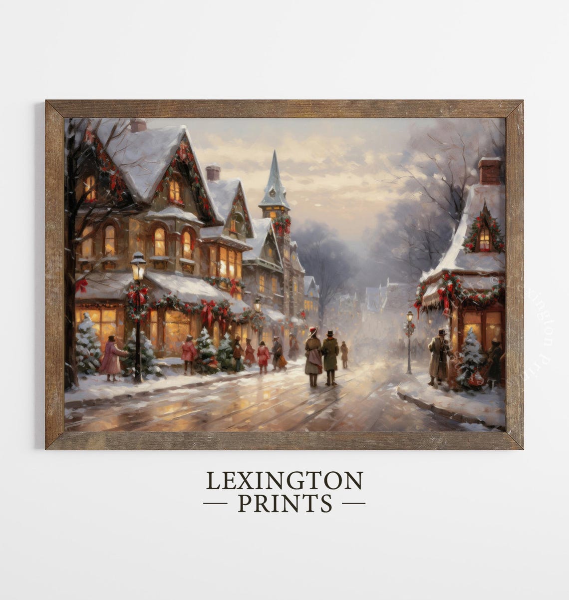 Vintage Christmas Wall Art Town City Art Christmas Village Art Christmas Print Winter Print Dark Academia Holiday Decor Print 411 - Image 2
