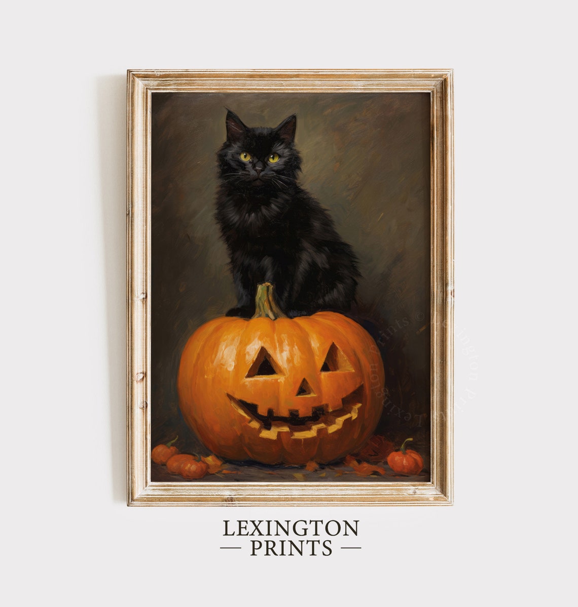 Black Cat Sitting on Carved Jack O Lantern Spooky Halloween Poster - Image 3