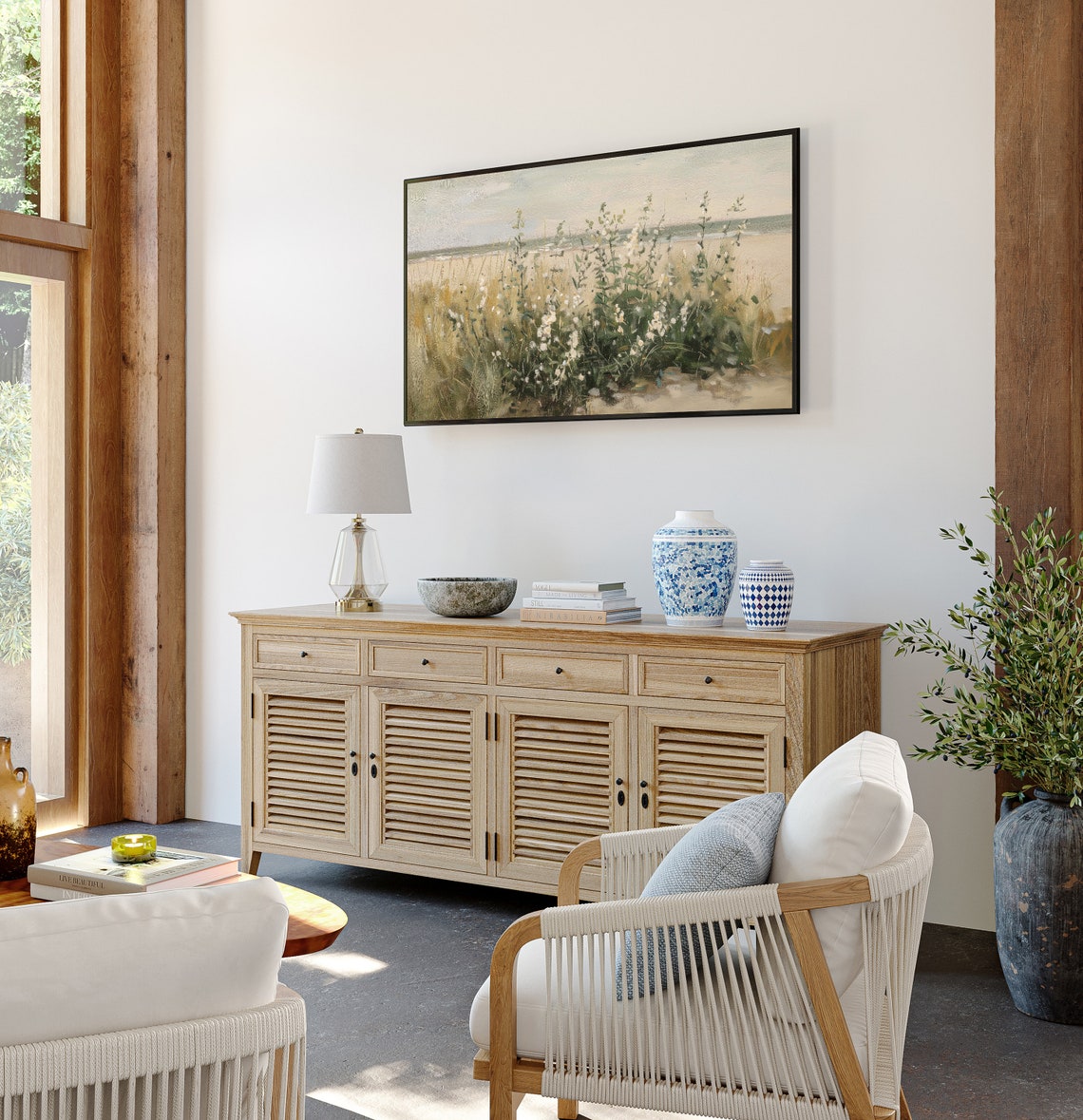 Moody Coastal Wildflower Tv Art Summer Tv Art Frame Tv Art Spring Tv Art Wildflower Art Vintage Beach Tv Art Floral Art Muted 701 - Image 2