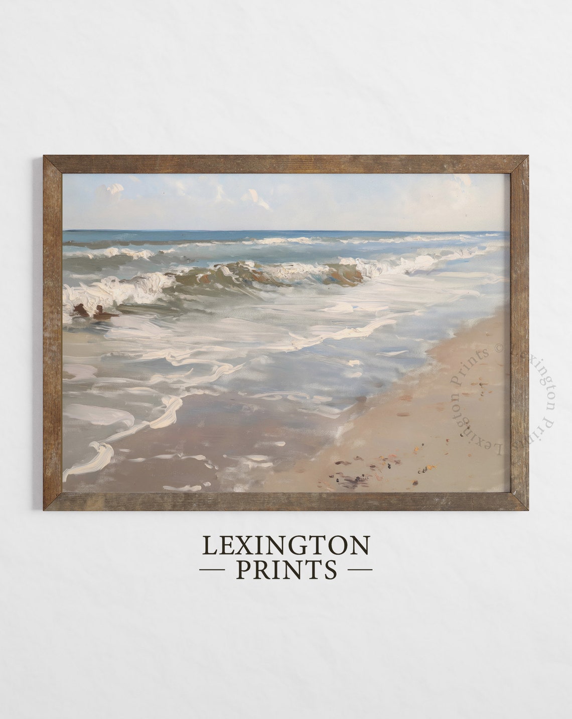 Soft Ocean Waves Washing Over Sandy Shore Beach Painting Poster - Image 2