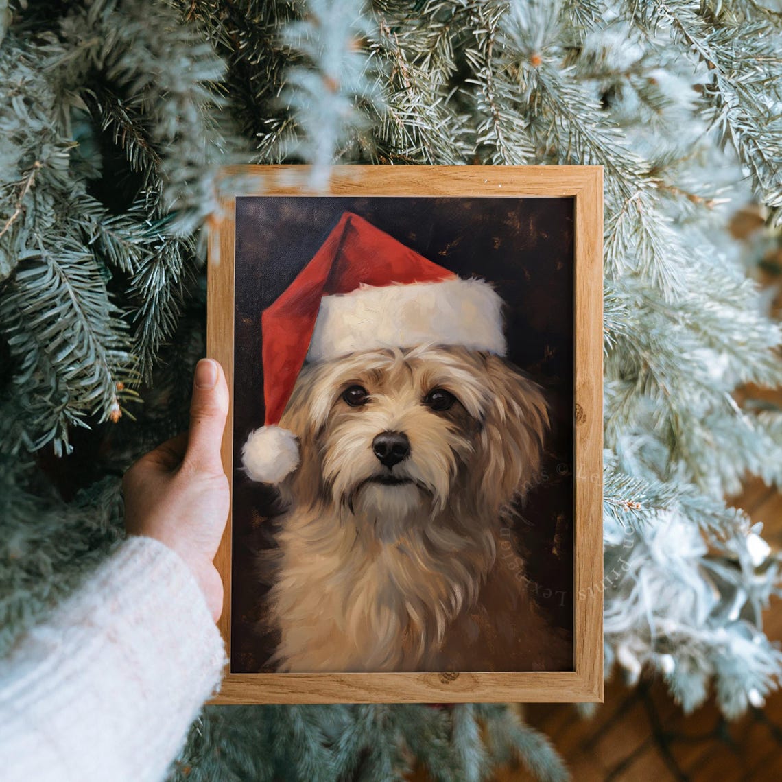 Rustic Christmas Wall Art Dog Christmas Dog Painting Vintage Christmas Decor Winter Art Pet Oil Painting Dog Portrait Holiday 223 - Image 8