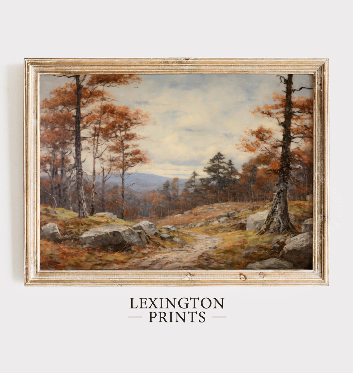Rocky Autumn Path Through Orange Pine Forest Mountain View Landscape Poster - Image 6