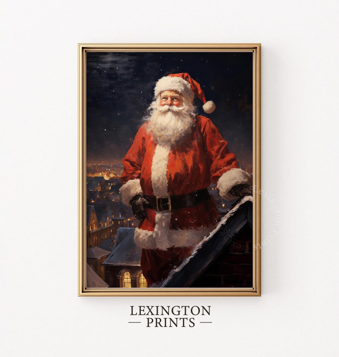 Vintage Christmas Santa Claus On Roof Print Santa Christmas Wall Art Santa Christmas Print Winter Print Holiday Decor 318 - Image 5