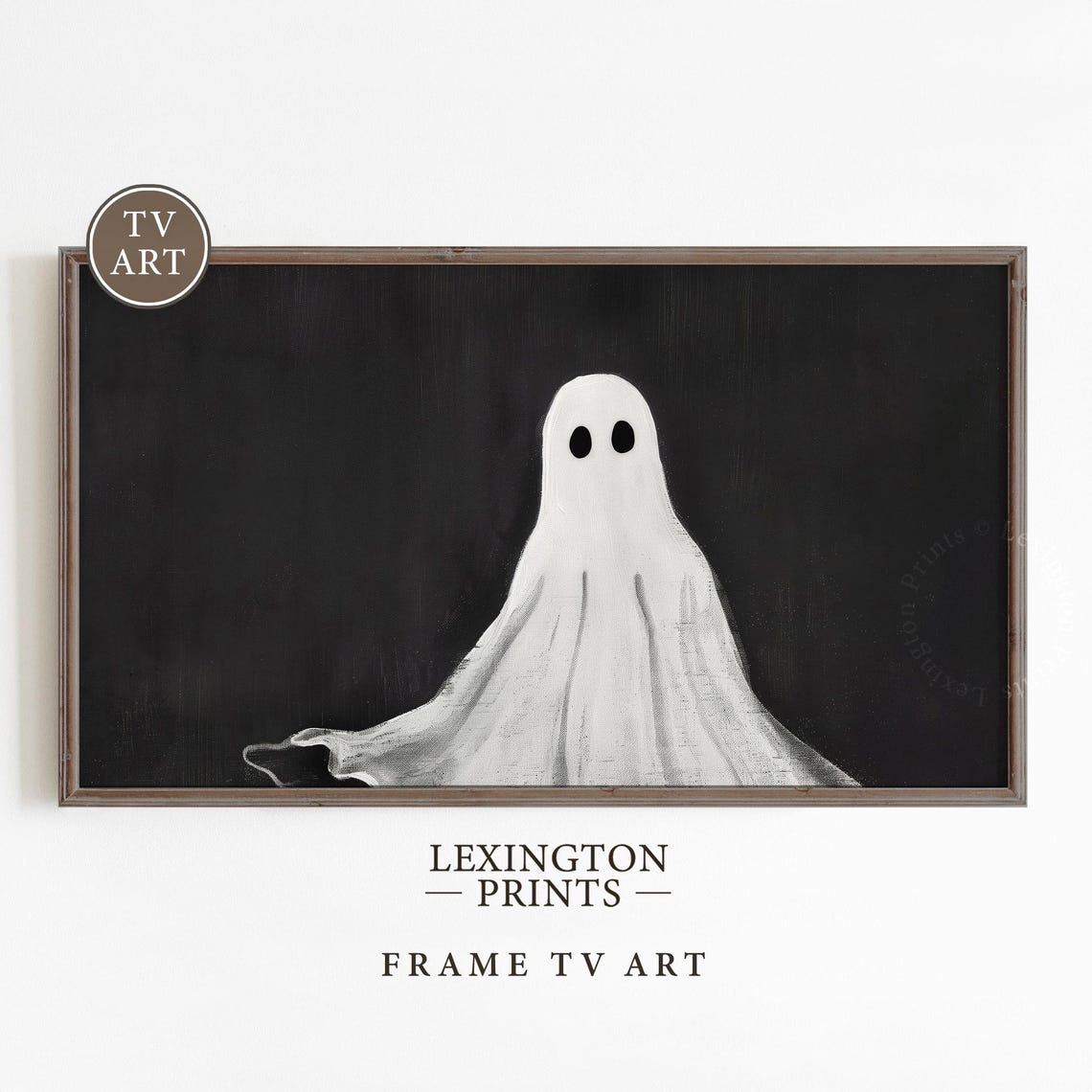 Spooky Ghost Halloween Frame TV Art Black White Cute Art Poster