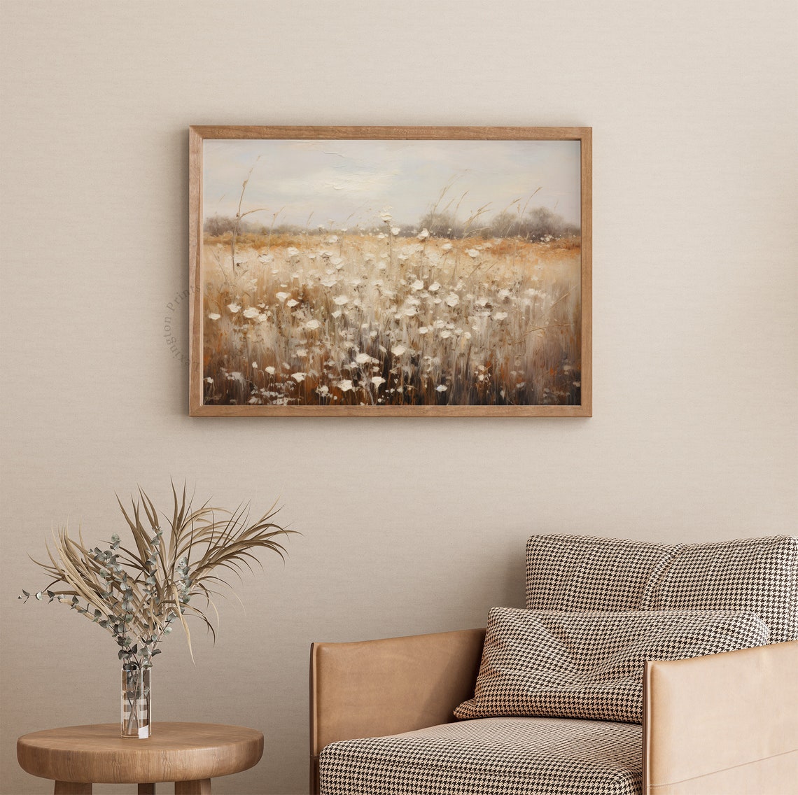 Golden Wildflower Meadow Impressionist Oil Painting Landscape Poster - Image 4