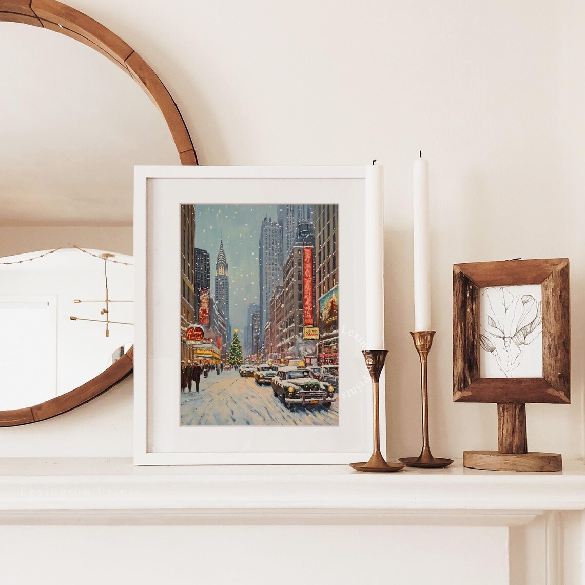 Winter In New York City Print Christmas Wall Art Christmas Prints Winter Wall Art Holiday Decor Vintage City Poster Retro 799 - Image 3