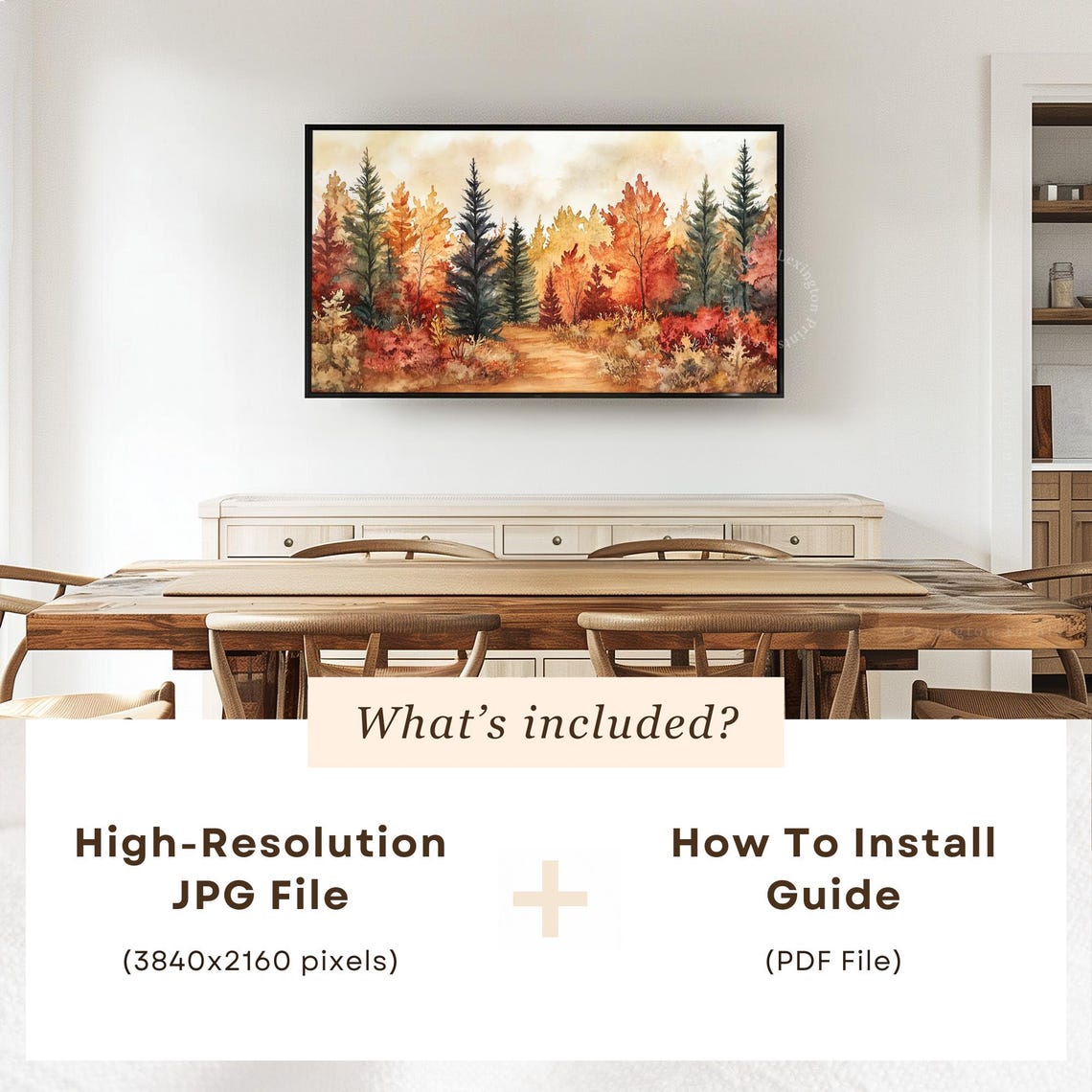 Autumn Watercolor Forest Tv Art Frame Tv Art Fall Forest Tv Art Watercolor Tv Art Fall Tv Art Autumn Tv Art Moody Wall Art 894 - Image 6