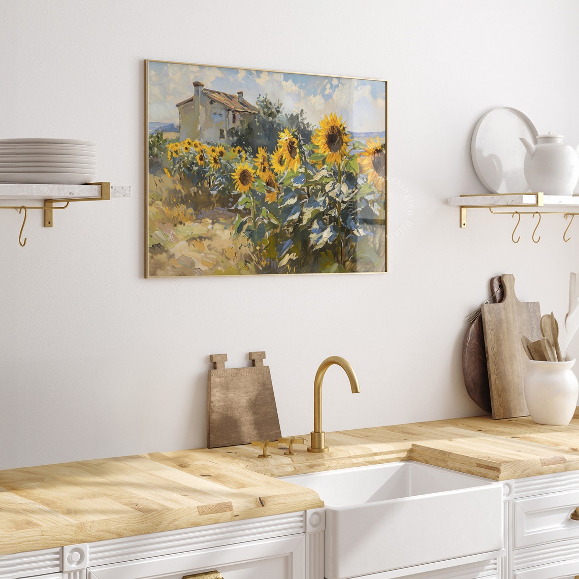 Sunflower Field by Rustic Farmhouse Impressionist Summer Garden Poster - Image 7