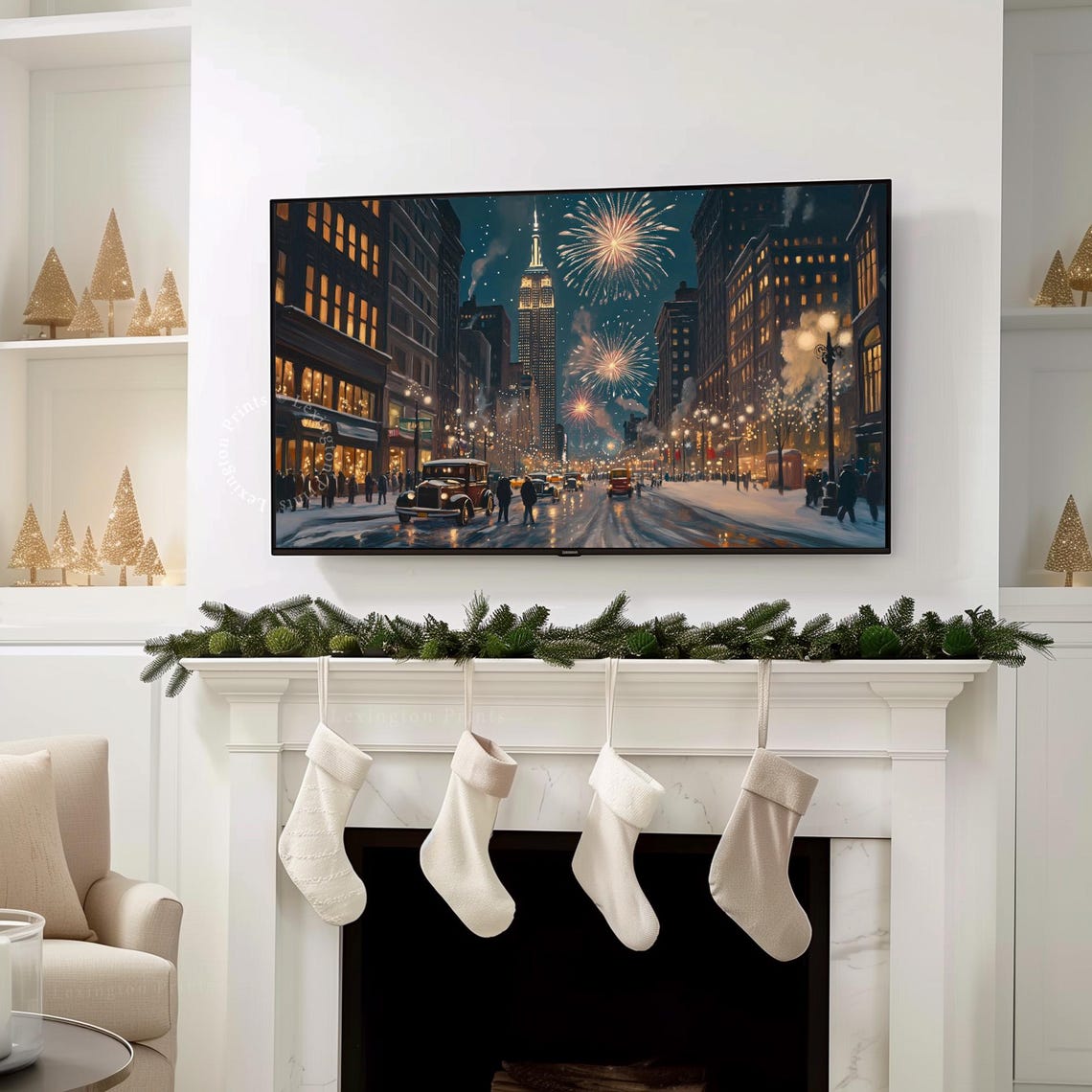 Vintage City New Years Fireworks Tv Art New Years Frame Tv Art Winter Tv Art New Years Party Art Holiday Decor Christmas Tv Art Nye 973 - Image 8