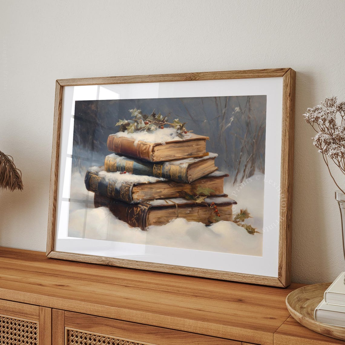 Snowy Christmas Wall Art Book Art Winter Vintage Christmas Print Winter Print Oil Painting Dark Academia Decor Holiday 356 - Image 4