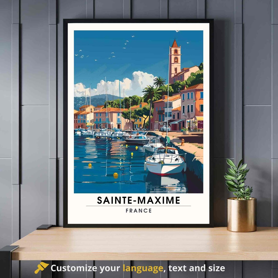 Sainte Maxime France Marina Harbour Boats Riviera Travel Poster