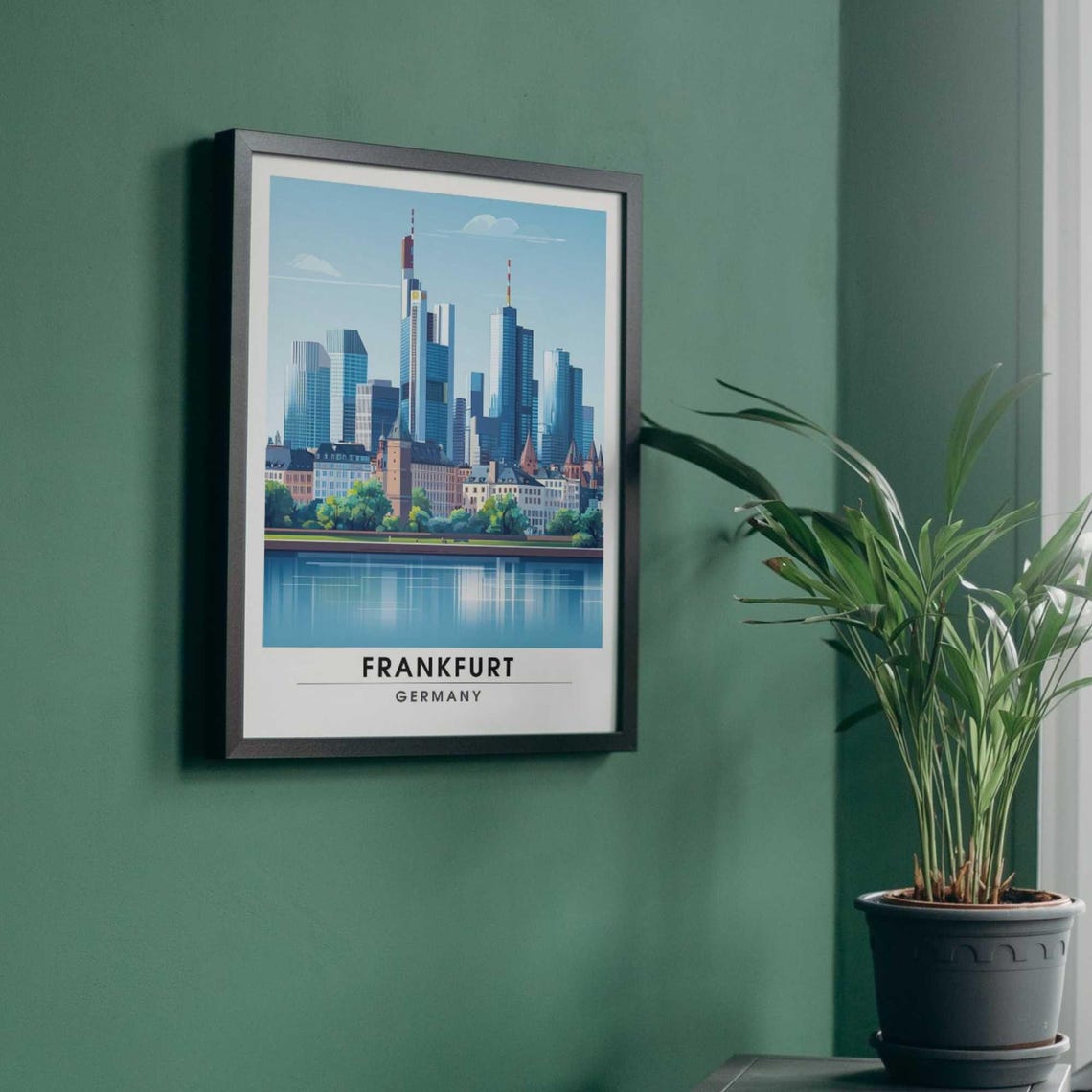 Frankfurt City Skyline Daytime River Main Germany Travel Poster - Image 4