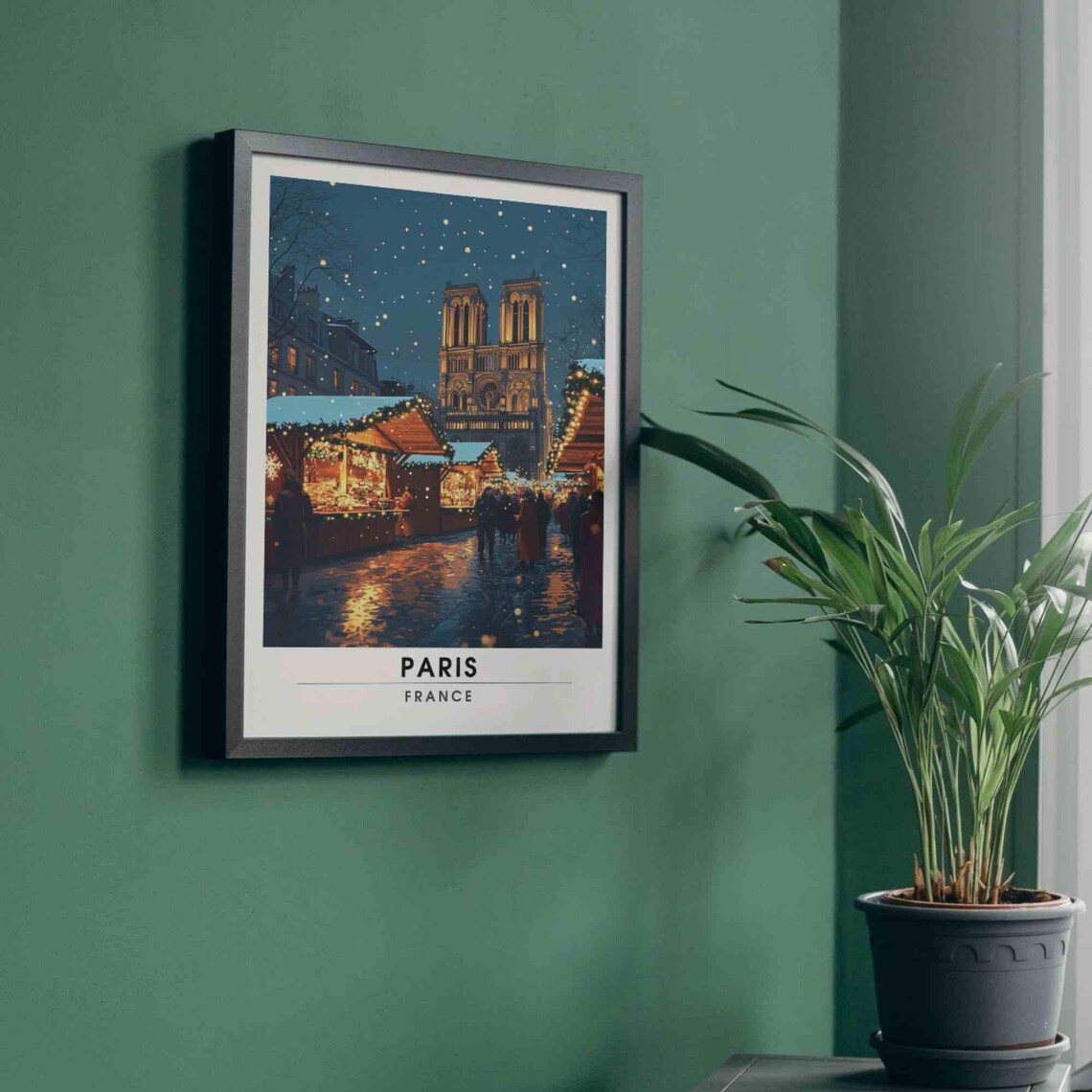 Christmas Paris Notre-Dame Festive Market Night Glow Travel Poster - Image 4