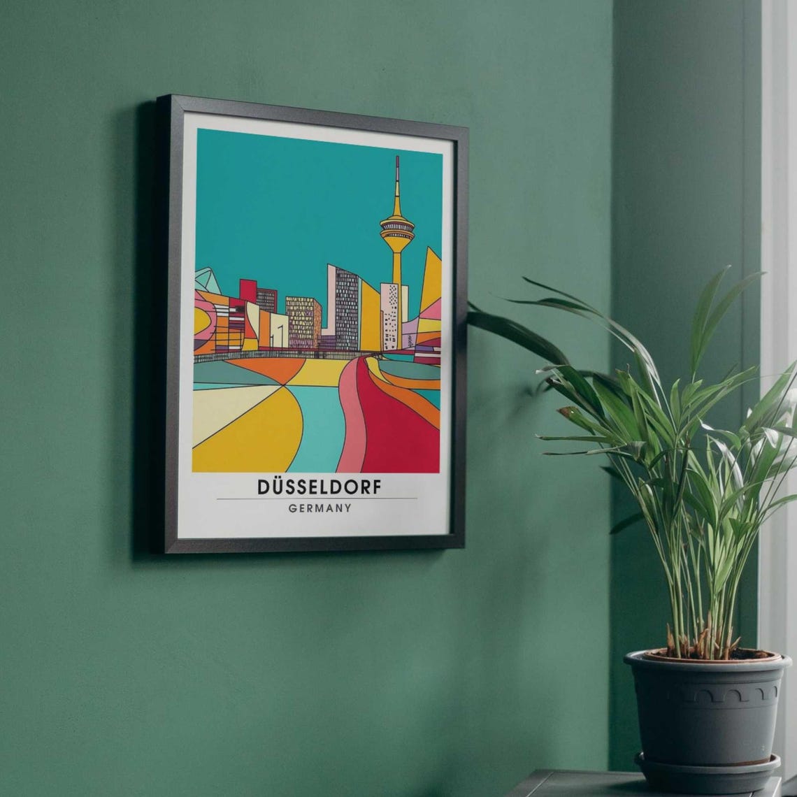 Düsseldorf Geometric Pop Art Skyline Rheinturm Germany Poster - Image 4