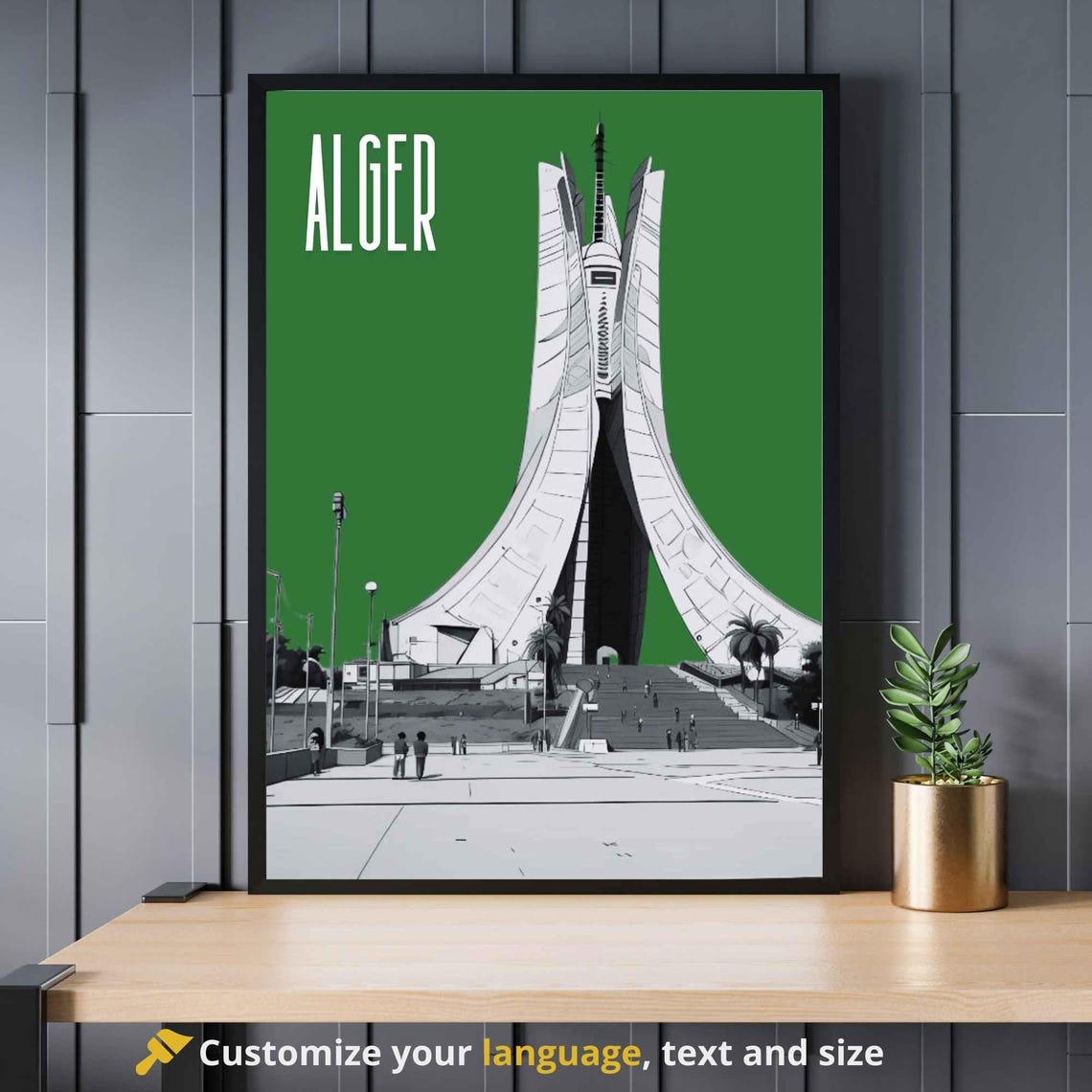 Alger Algeria Martyrs Memorial Green Background Landmark Poster