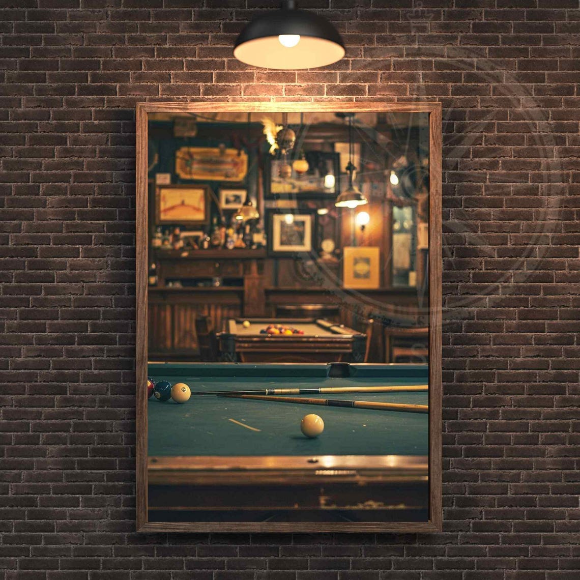 Vintage Pool Table Billiard Bar Pub Game Room Moody Photo Poster