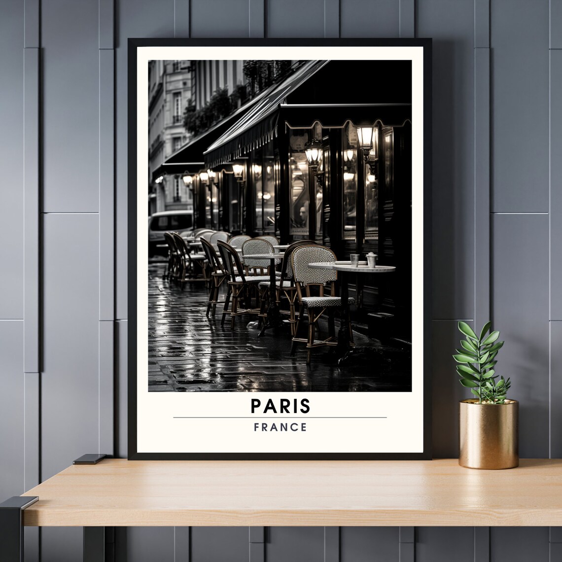 Paris Black And White Travel Poster, Parisian Cafe